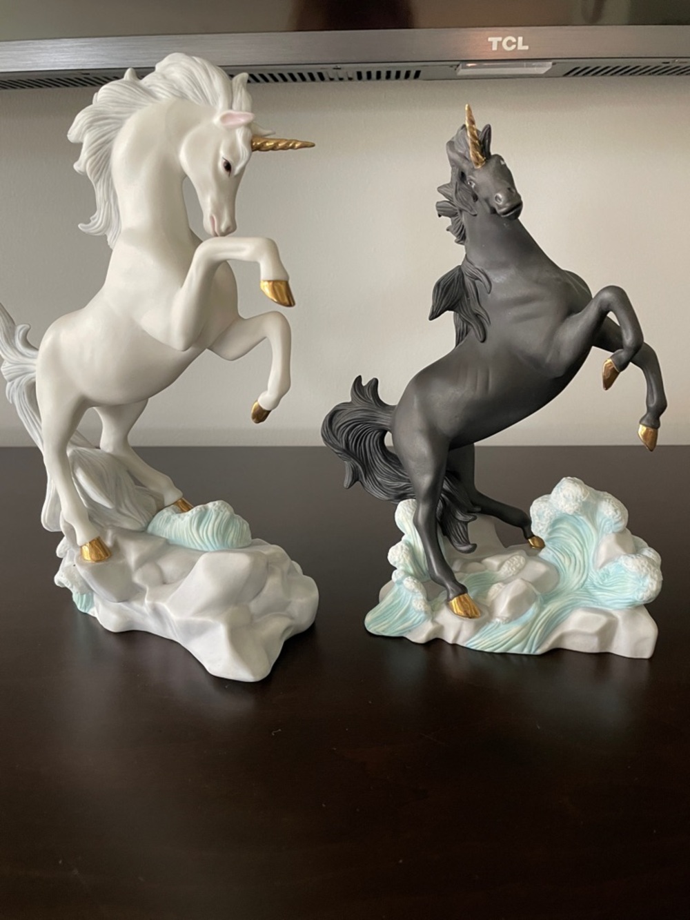 Princeton Gallery Thunder and Lightning Pair of Unicorns with Gold Accents